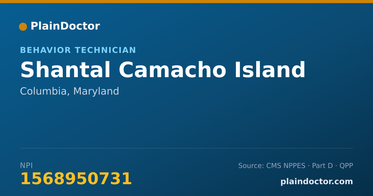 Shareable card for Shantal Camacho Island - Behavior Technician, Columbia, MD