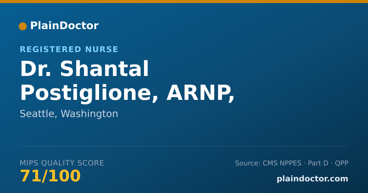 Shareable card for Shantal Postiglione, ARNP, DNP, FNP-BC - Registered Nurse, Seattle, WA