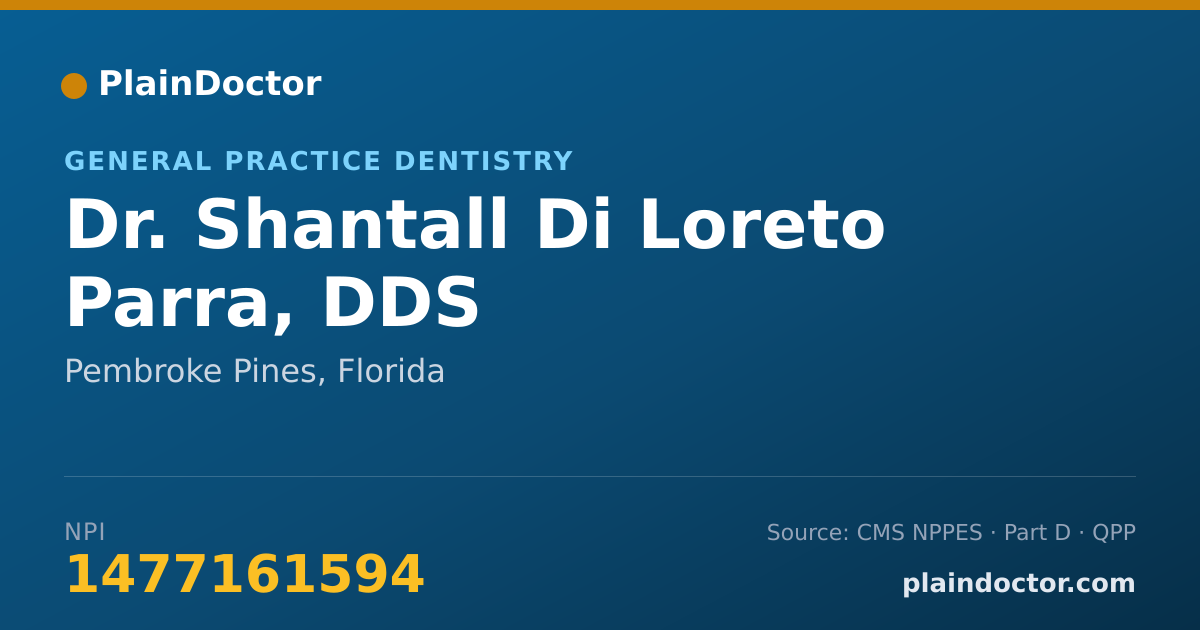 Shareable card for Shantall Di Loreto Parra, DDS - General Practice Dentistry, Pembroke Pines, FL