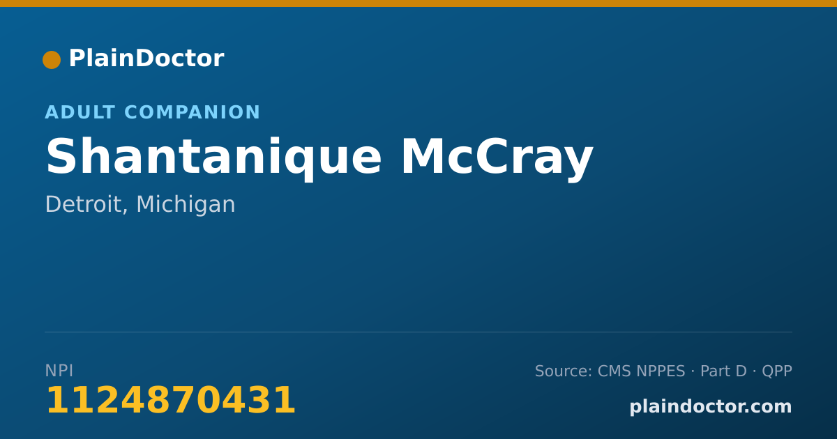 Shareable card for Shantanique McCray - Adult Companion, Detroit, MI