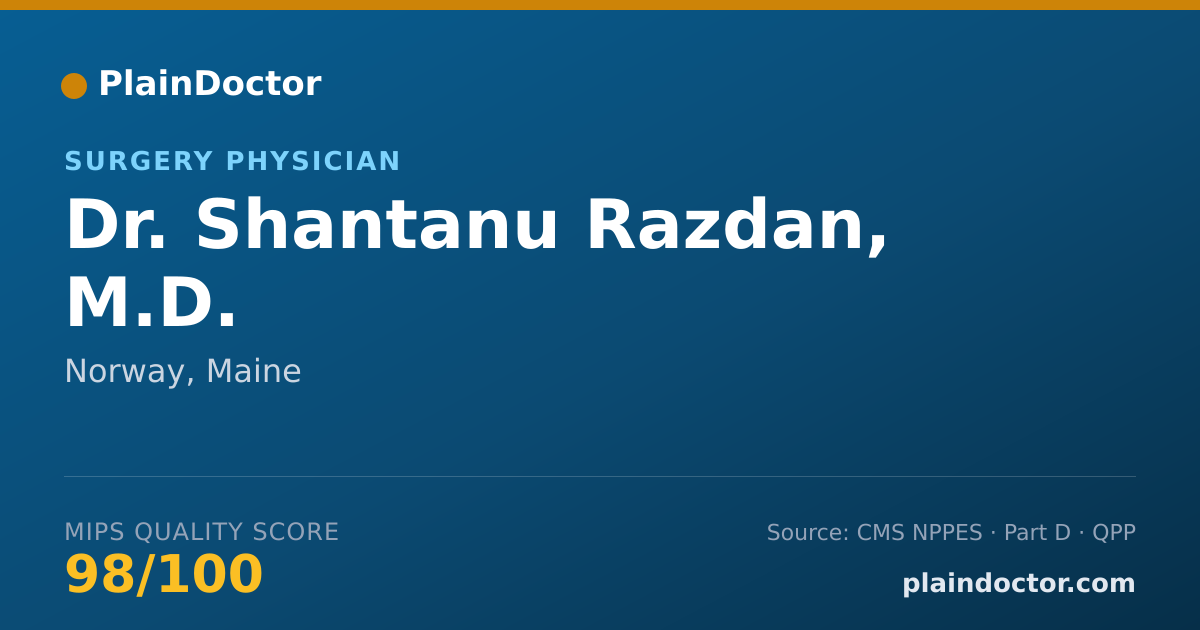 Shareable card for Shantanu Razdan, M.D. - Surgery Physician, Norway, ME