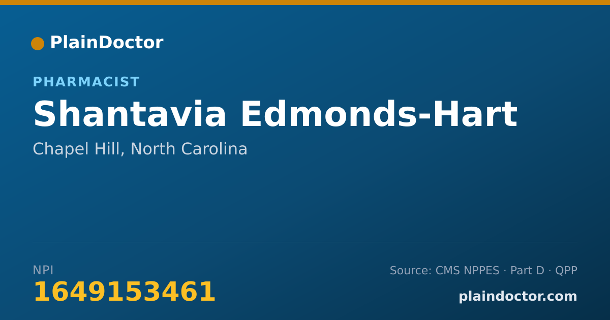 Shareable card for Shantavia Edmonds-Hart - Pharmacist, Chapel Hill, NC