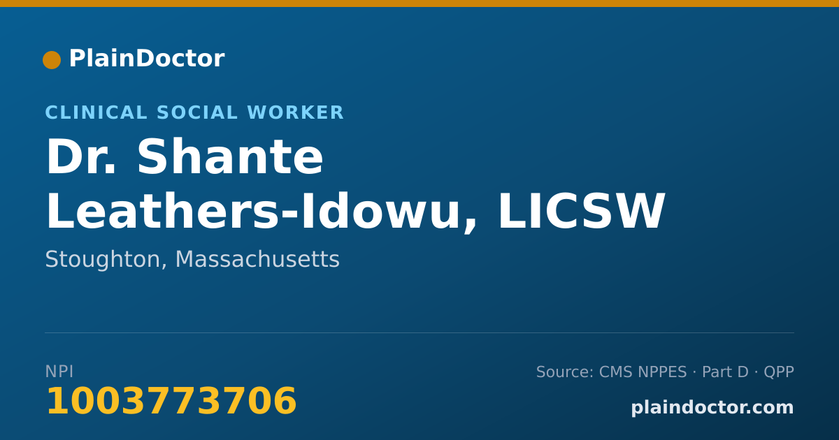 Shareable card for Shante Leathers-Idowu, LICSW - Clinical Social Worker, Stoughton, MA