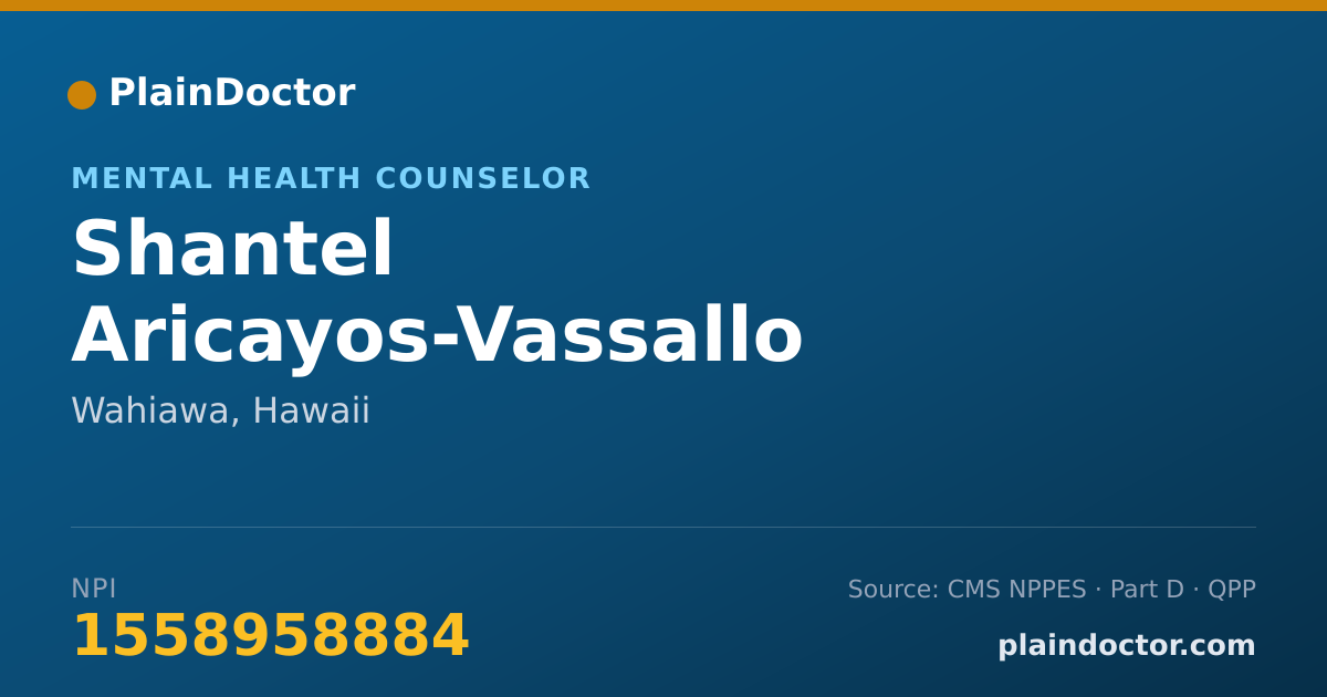 Shareable card for Shantel Aricayos-Vassallo - Mental Health Counselor, Wahiawa, HI