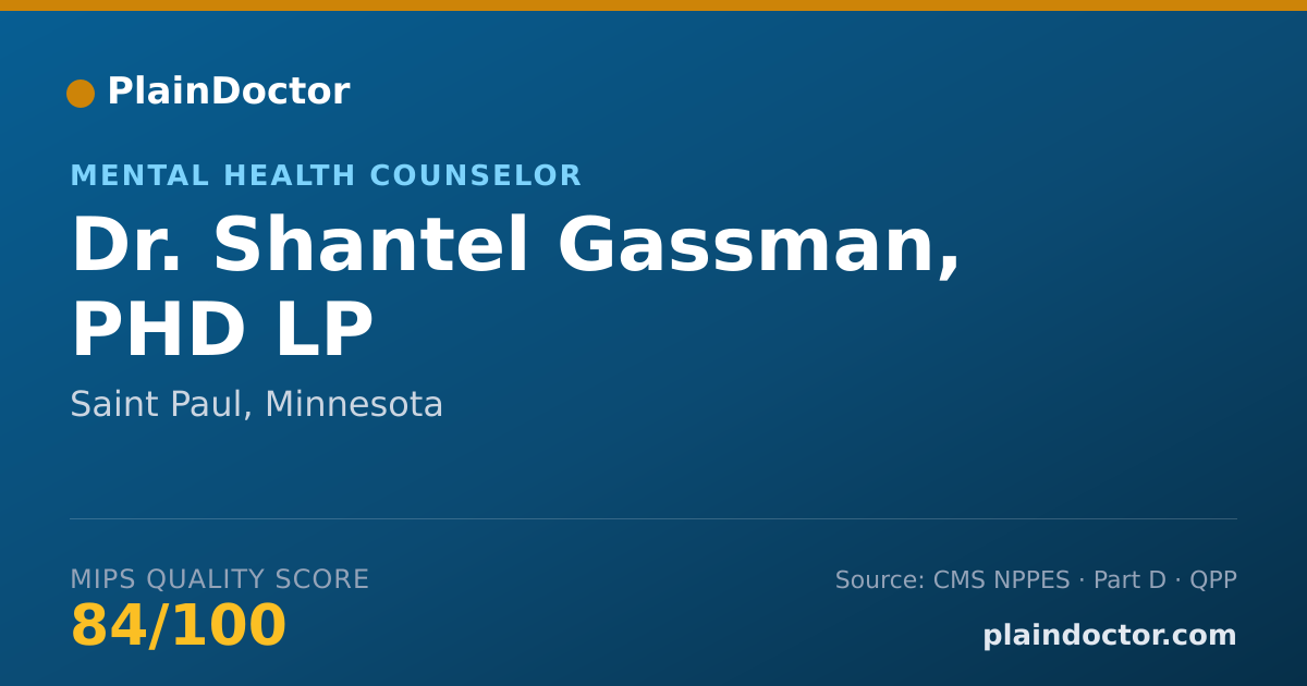 Shareable card for Shantel Gassman, PHD LP - Mental Health Counselor, Saint Paul, MN