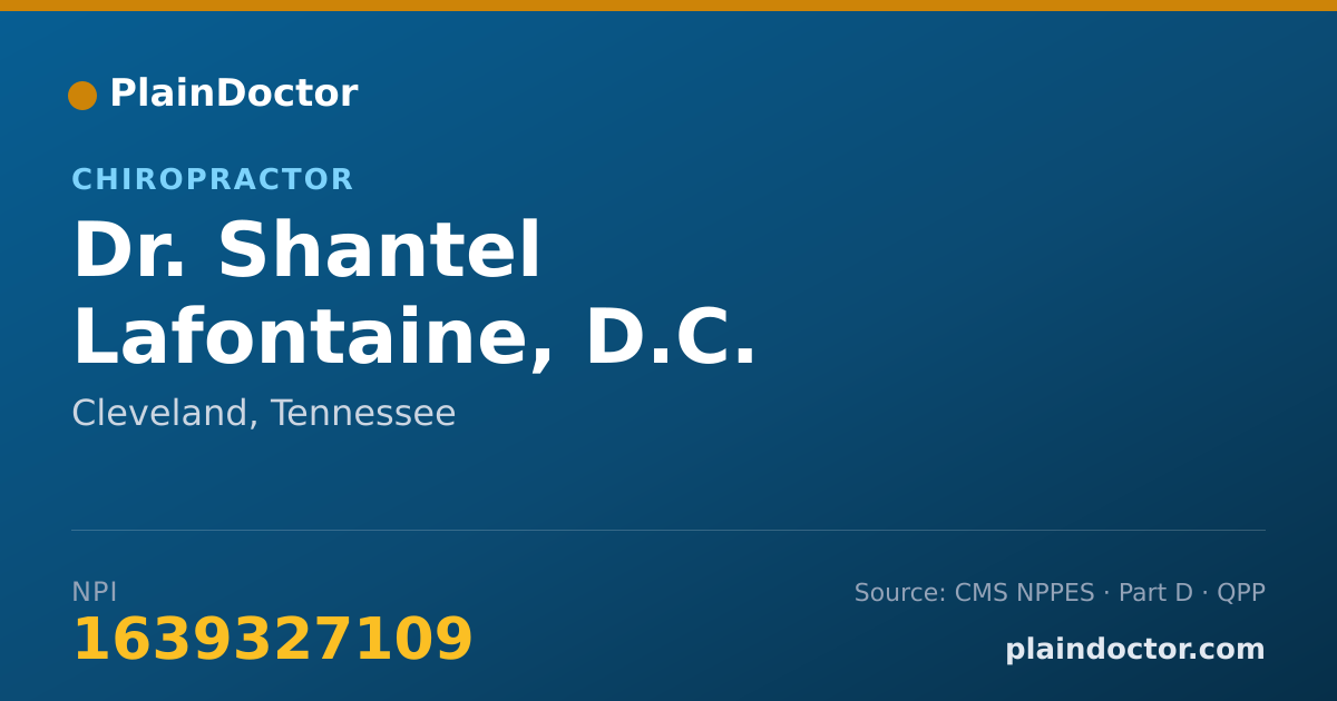 Shareable card for Shantel Lafontaine, D.C. - Chiropractor, Cleveland, TN