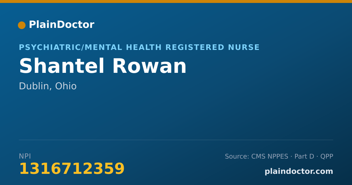 Shareable card for Shantel Rowan - Psychiatric/Mental Health Registered Nurse, Dublin, OH