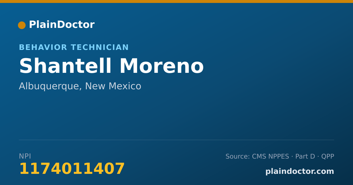 Shareable card for Shantell Moreno - Behavior Technician, Albuquerque, NM