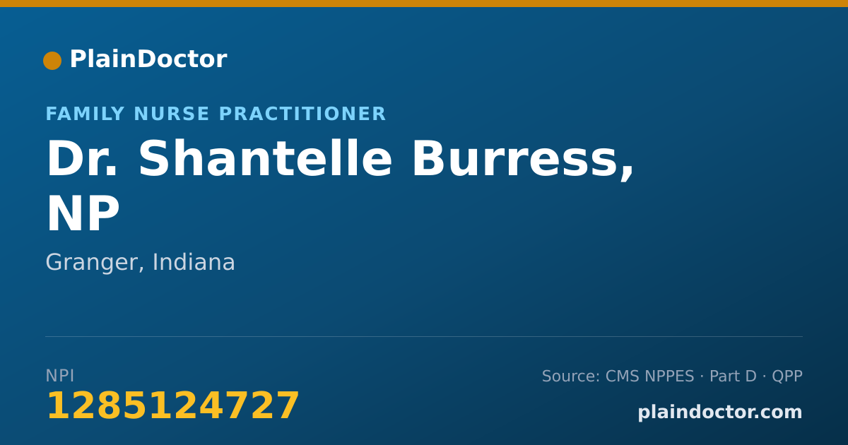 Shareable card for Shantelle Burress, NP - Family Nurse Practitioner, Granger, IN