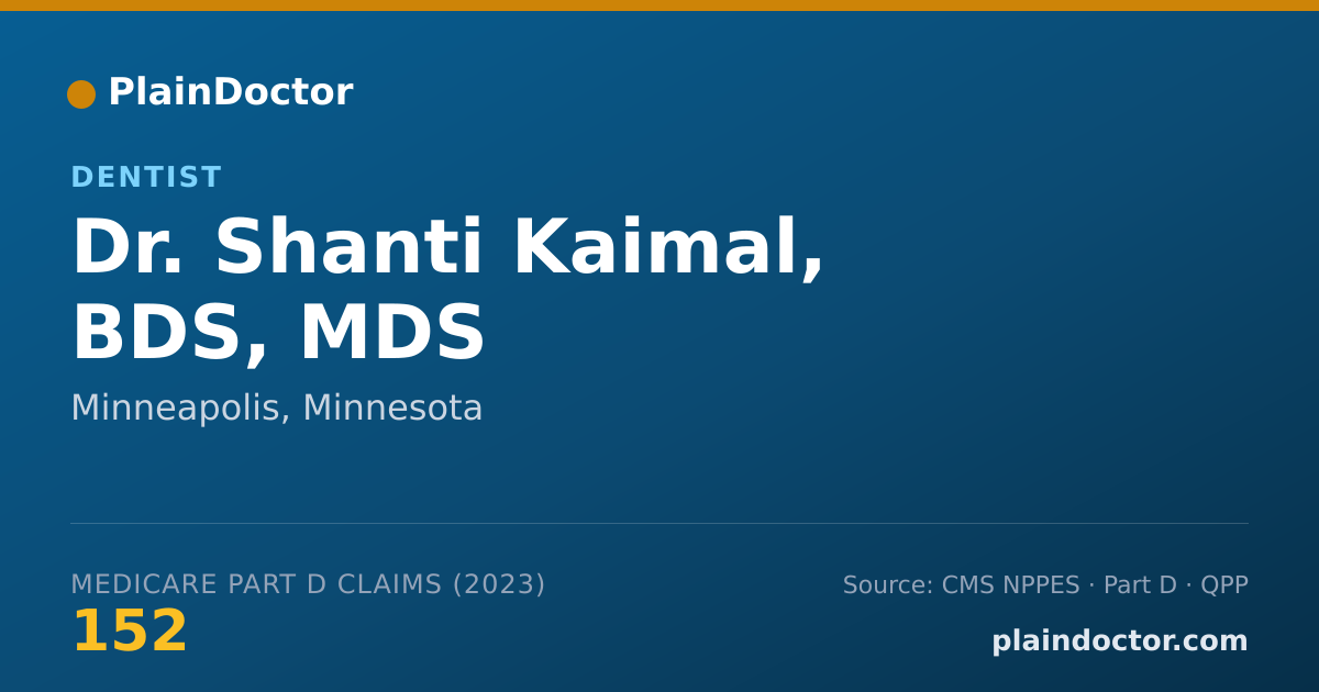 Shareable card for Shanti Kaimal, BDS, MDS - Dentist, Minneapolis, MN