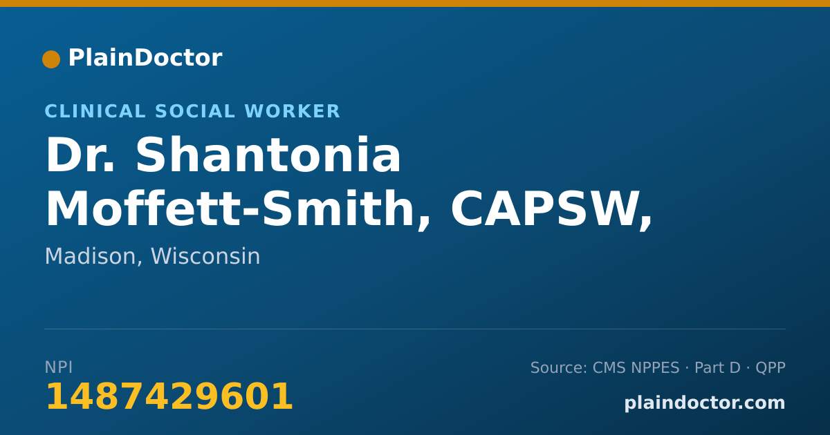 Shareable card for Shantonia Moffett-Smith, CAPSW, LSW - Clinical Social Worker, Madison, WI