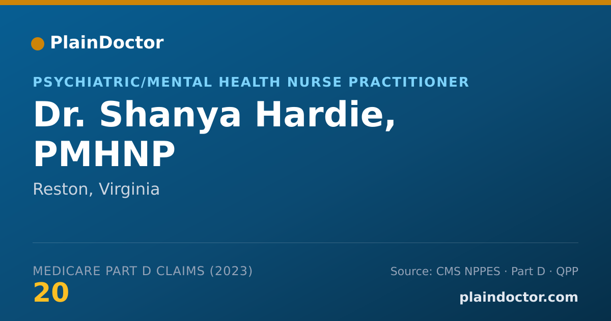 Shareable card for Shanya Hardie, PMHNP - Psychiatric/Mental Health Nurse Practitioner, Reston, VA