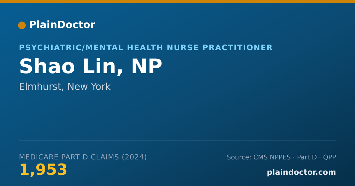 Shareable card for Shao Lin - Psychiatric/Mental Health Nurse Practitioner, New York, NY