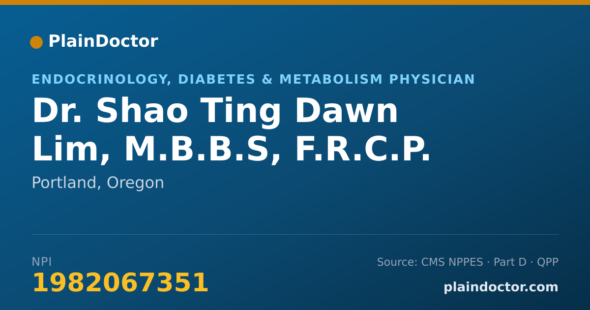 Shareable card for Shao Ting Dawn Lim, M.B.B.S, F.R.C.P. - Endocrinology, Diabetes & Metabolism Physician, Portland, OR
