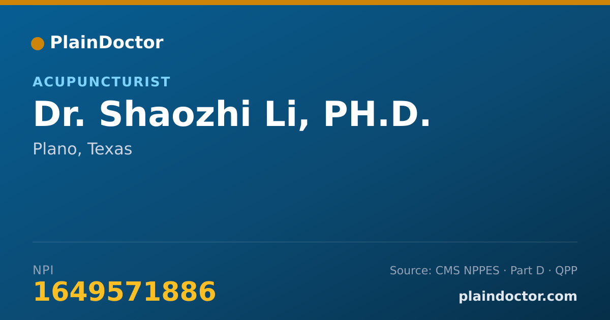 Shareable card for Shaozhi Li, PH.D. - Acupuncturist, Plano, TX