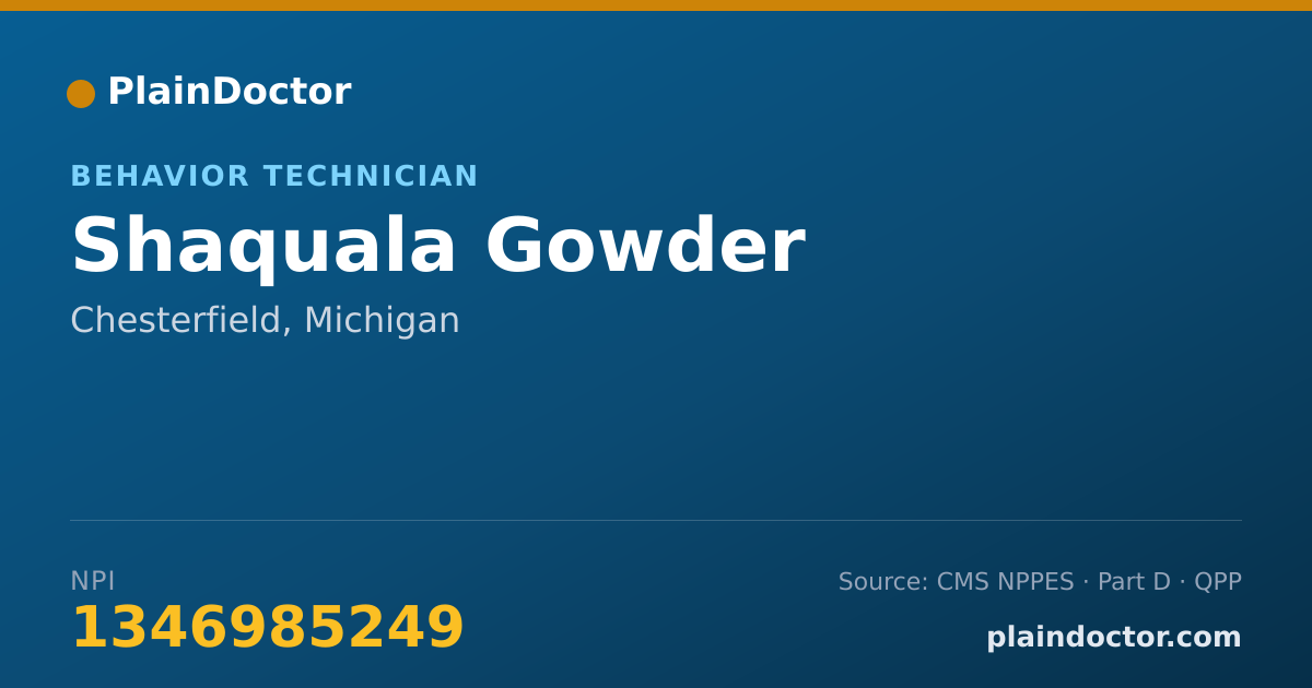 Shareable card for Shaquala Gowder - Behavior Technician, Chesterfield, MI