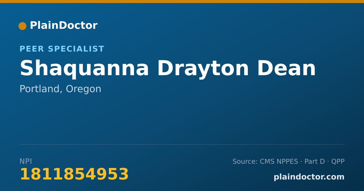 Shareable card for Shaquanna Drayton Dean - Peer Specialist, Portland, OR