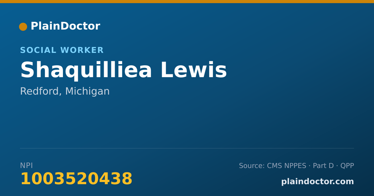 Shareable card for Shaquilliea Lewis - Social Worker, Redford, MI