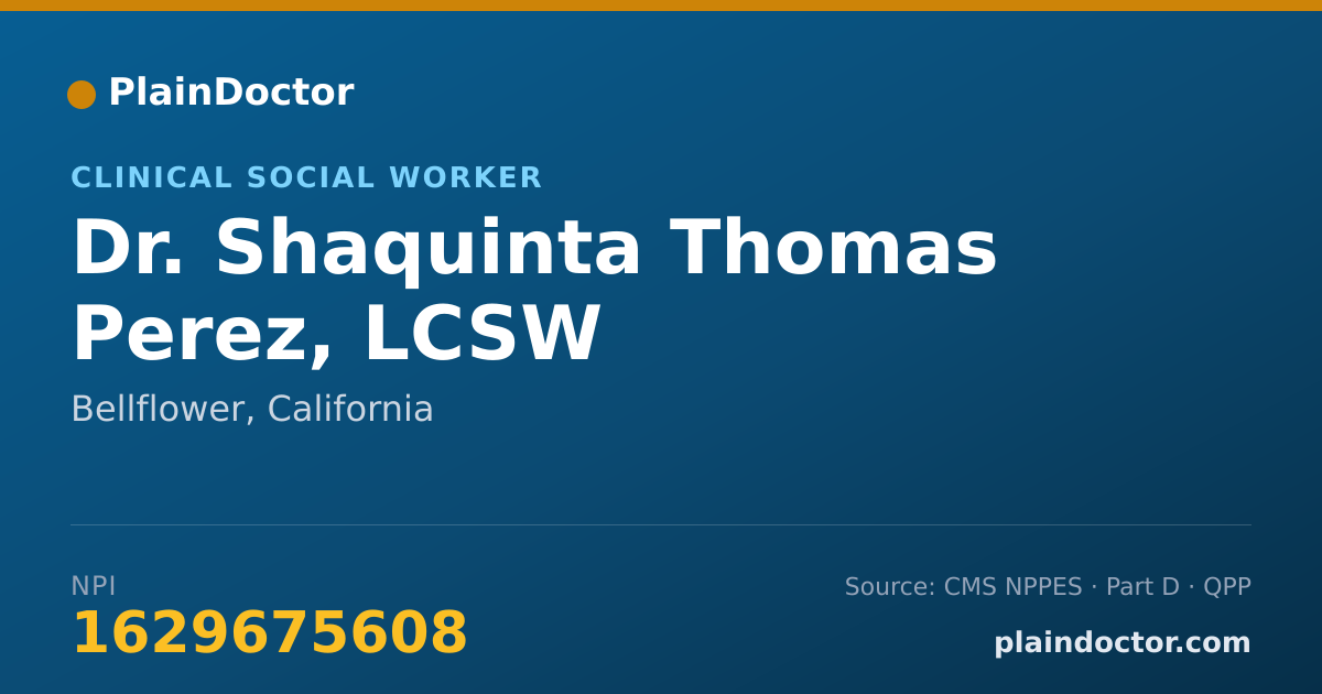 Shareable card for Shaquinta Thomas Perez, LCSW - Clinical Social Worker, Bellflower, CA