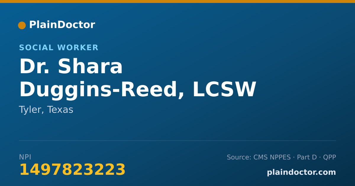 Shareable card for Shara Duggins-Reed, LCSW - Social Worker, Tyler, TX