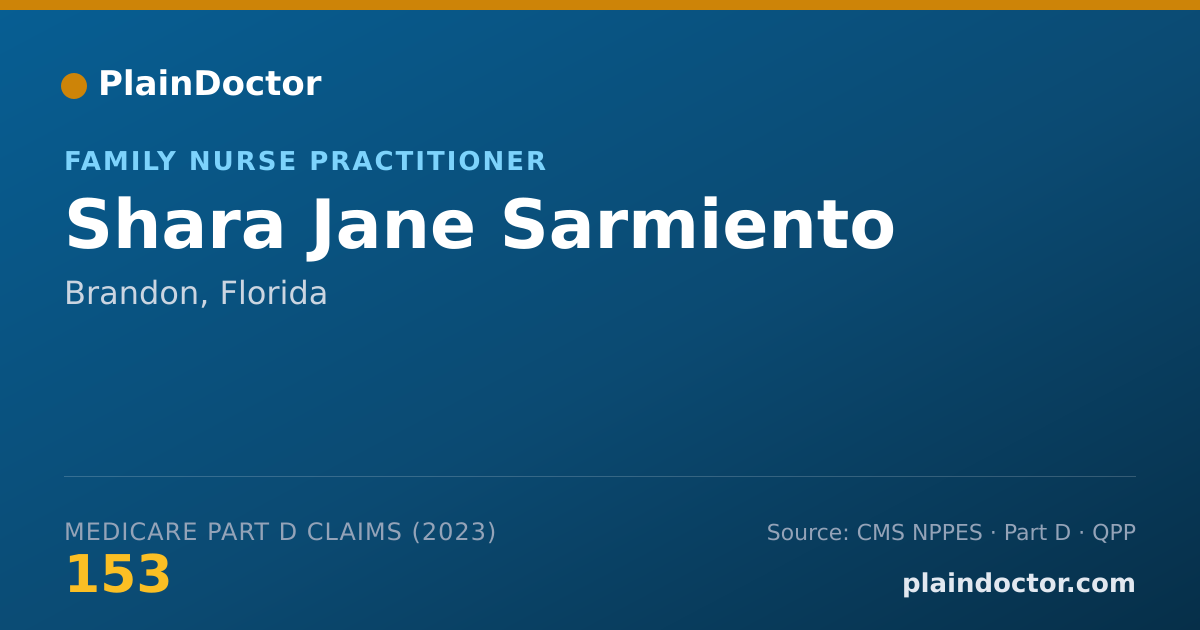 Shareable card for Shara Jane Sarmiento - Family Nurse Practitioner, Brandon, FL