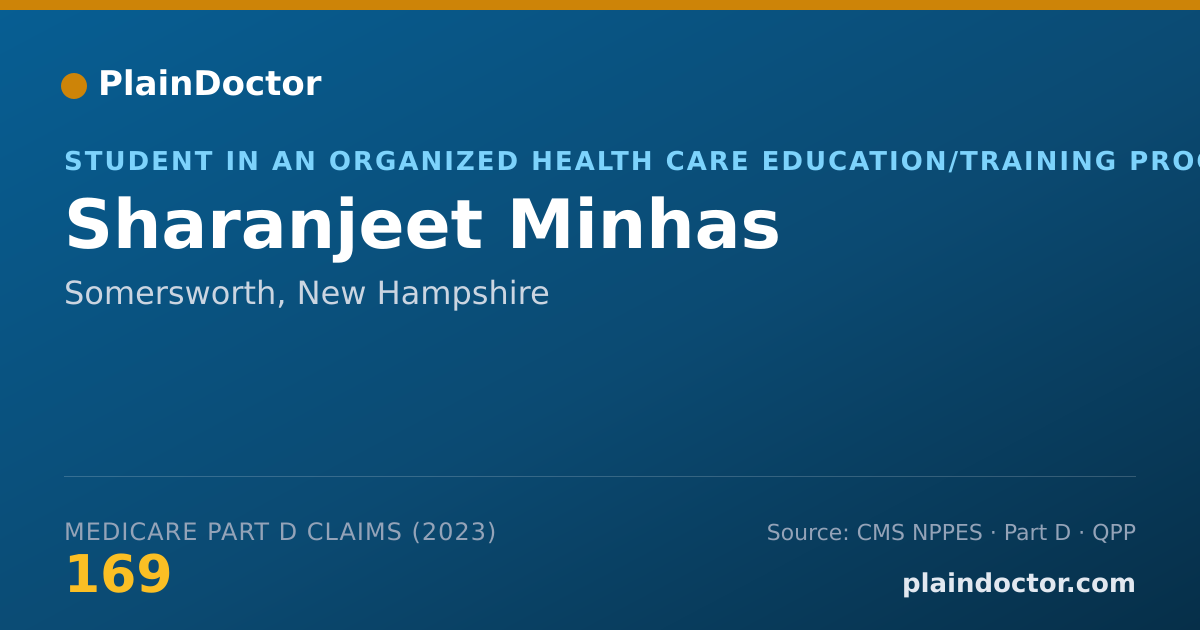 Shareable card for Sharanjeet Minhas - Student in an Organized Health Care Education/Training Program, Somersworth, NH