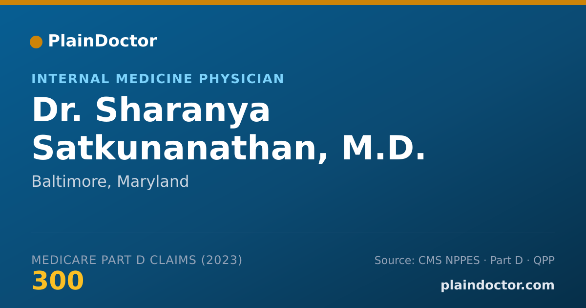 Shareable card for Sharanya Satkunanathan, M.D. - Internal Medicine Physician, Baltimore, MD