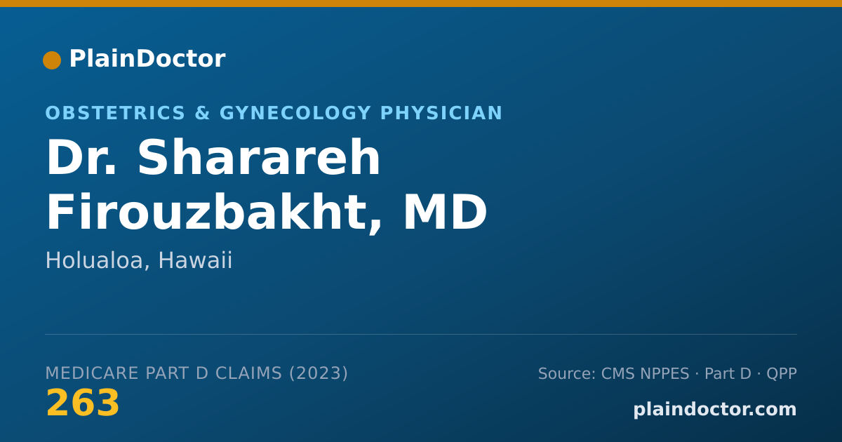 Shareable card for Sharareh Firouzbakht, MD - Obstetrics & Gynecology Physician, Holualoa, HI