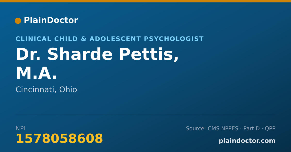Shareable card for Sharde Pettis, M.A. - Clinical Child & Adolescent Psychologist, Cincinnati, OH
