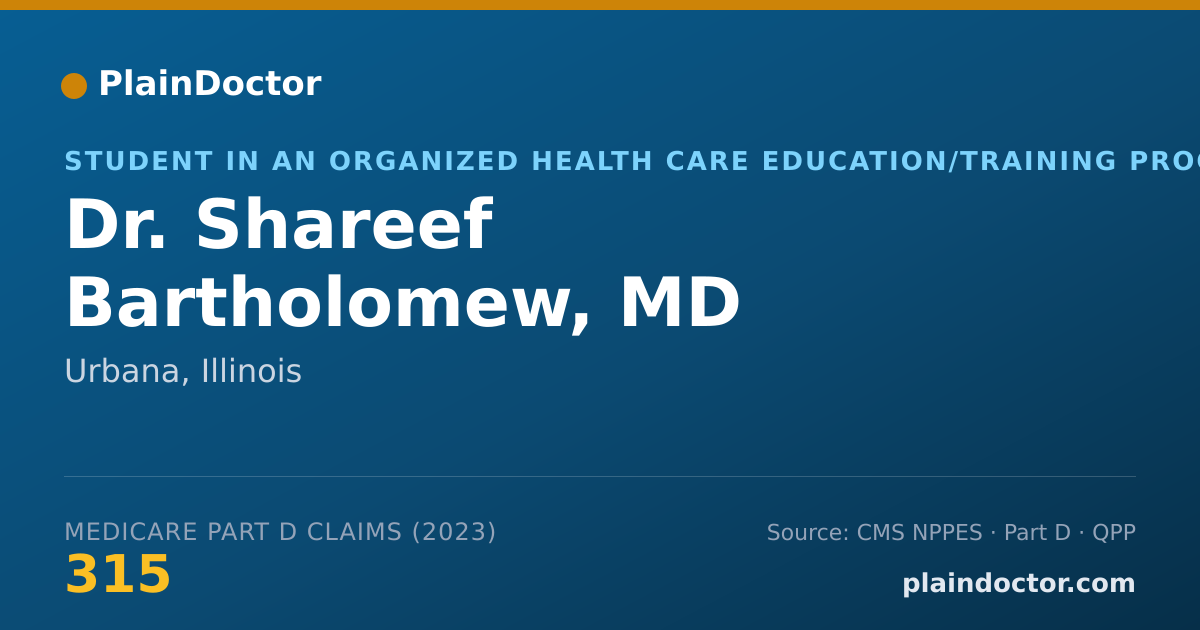 Shareable card for Shareef Bartholomew, MD - Student in an Organized Health Care Education/Training Program, Urbana, IL