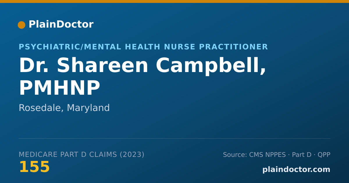 Shareable card for Shareen Campbell, PMHNP - Psychiatric/Mental Health Nurse Practitioner, Rosedale, MD