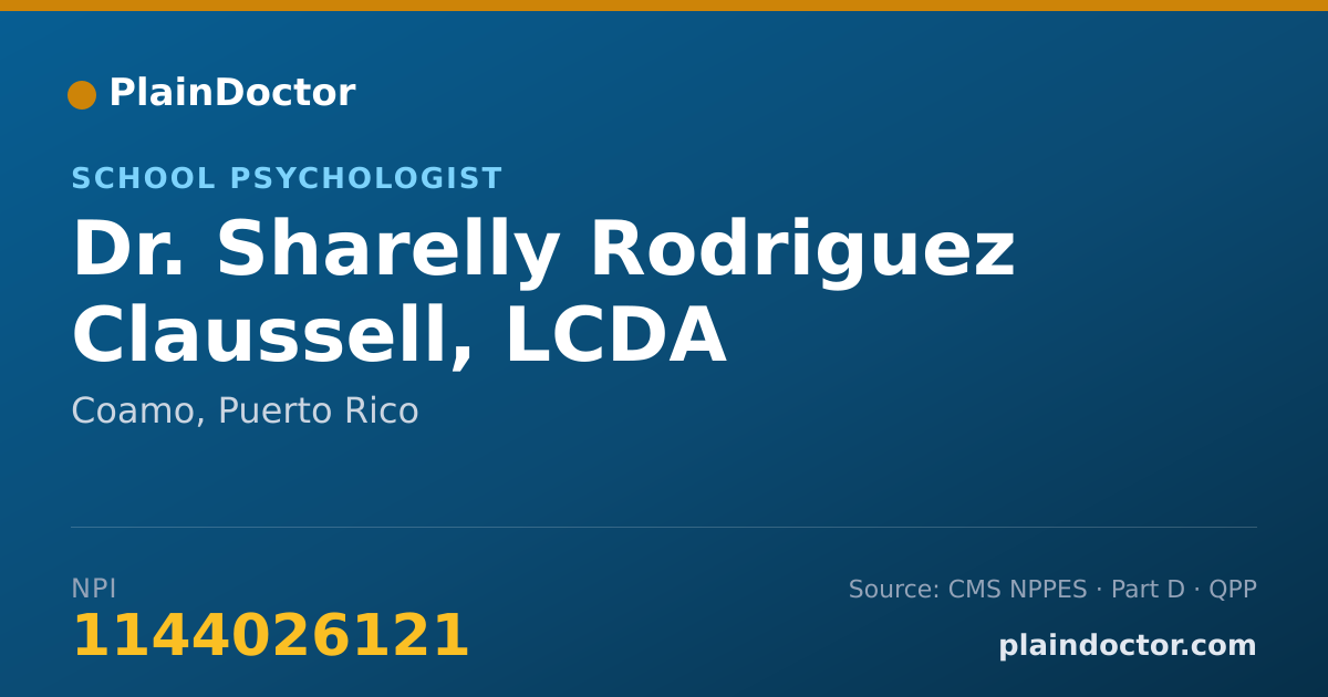 Shareable card for Sharelly Rodriguez Claussell, LCDA - School Psychologist, Coamo, PR