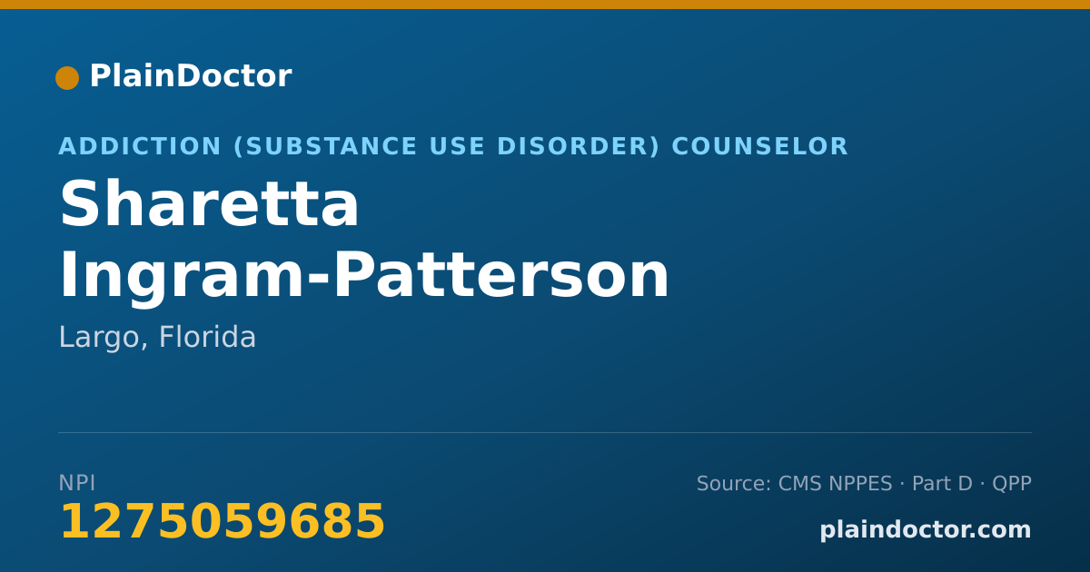 Shareable card for Sharetta Ingram-Patterson - Addiction (Substance Use Disorder) Counselor, Largo, FL