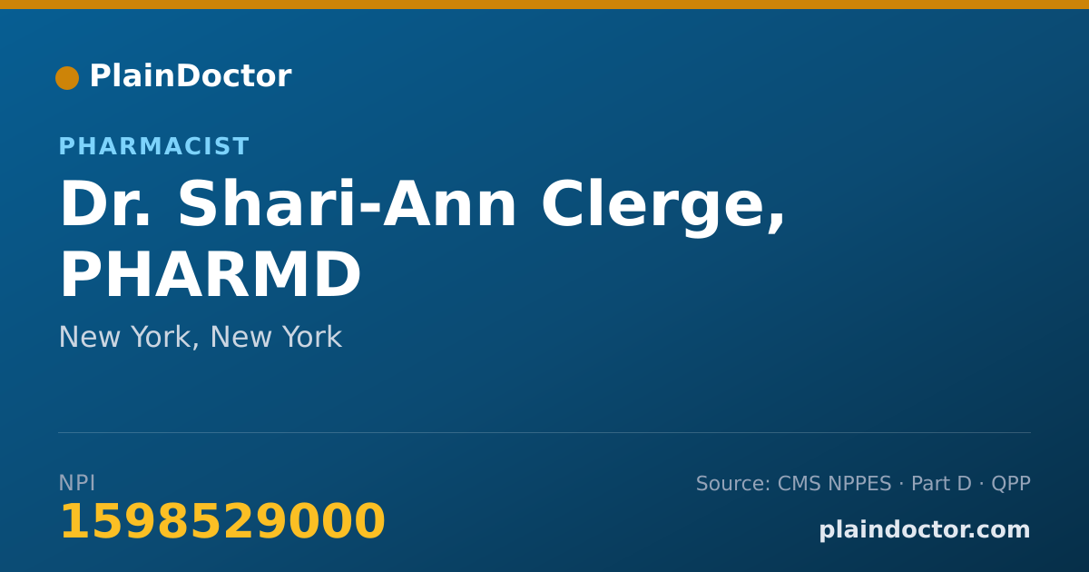 Shareable card for Shari-Ann Clerge, PHARMD - Pharmacist, New York, NY
