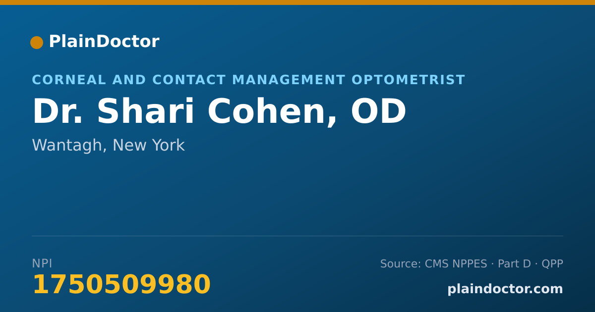 Shareable card for Shari Cohen, OD - Corneal and Contact Management Optometrist, Wantagh, NY