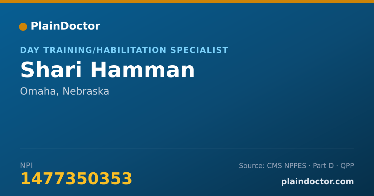 Shareable card for Shari Hamman - Day Training/Habilitation Specialist, Omaha, NE