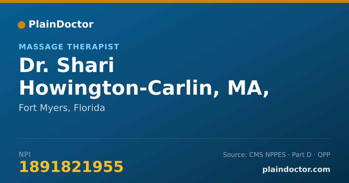 Shareable card for Shari Howington-Carlin, MA, LMT, NCTMB - Massage Therapist, Fort Myers, FL