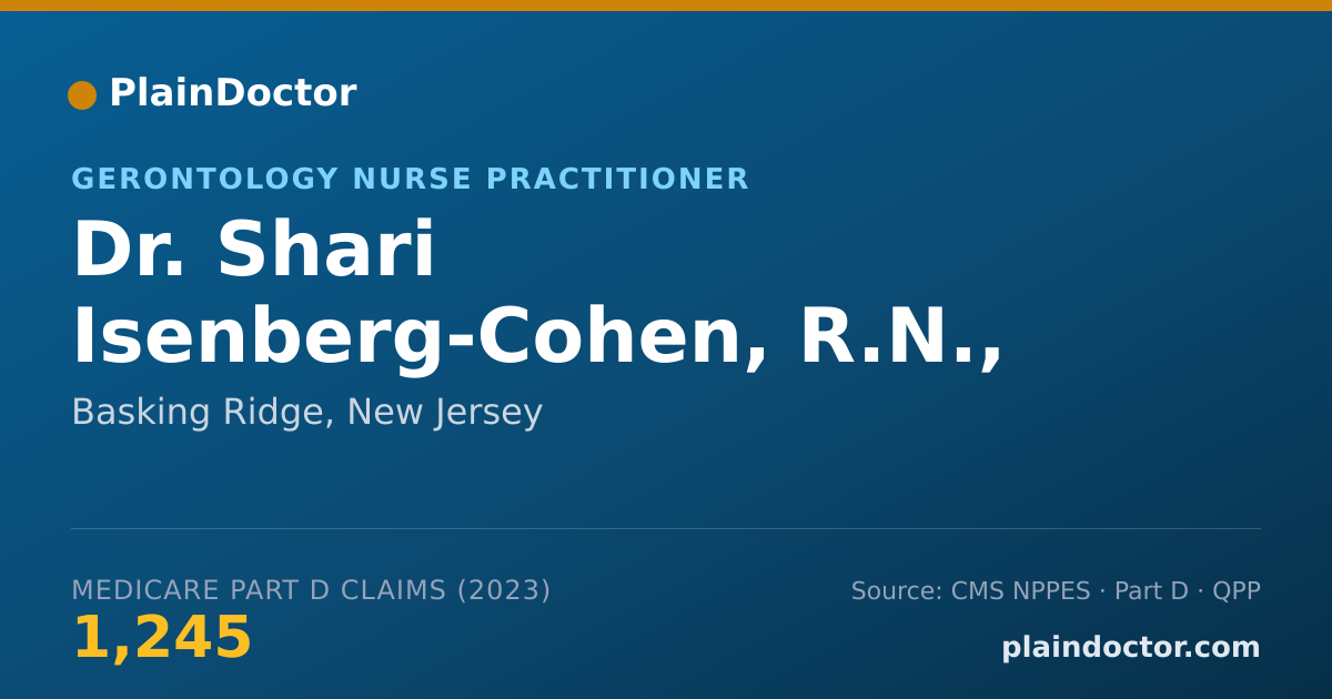 Shareable card for Shari Isenberg-Cohen, R.N., A.P.N.,C. - Gerontology Nurse Practitioner, Basking Ridge, NJ
