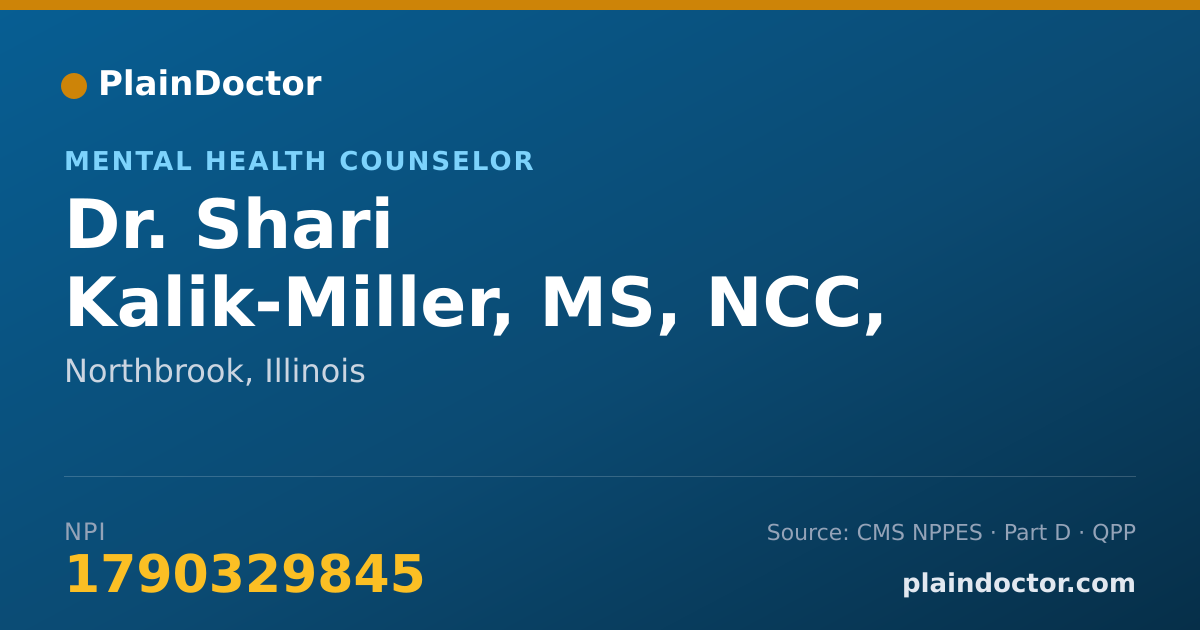 Shareable card for Shari Kalik-Miller, MS, NCC, LPC, JD - Mental Health Counselor, Northbrook, IL