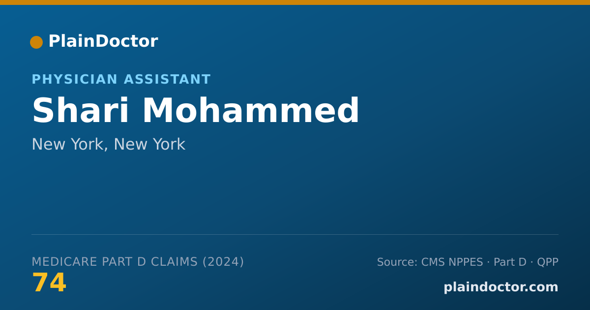 Shareable card for Shari Mohammed - Physician Assistant, New York, NY
