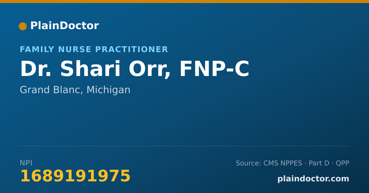 Shareable card for Shari Orr, FNP-C - Family Nurse Practitioner, Grand Blanc, MI