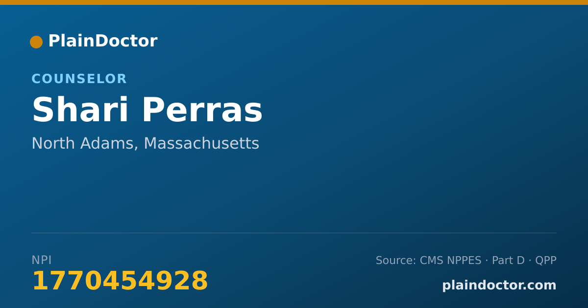 Shareable card for Shari Perras - Counselor, North Adams, MA