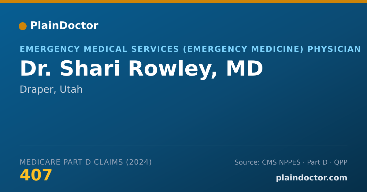 Shareable card for Shari Rowley, MD - Emergency Medical Services (Emergency Medicine) Physician, Draper, UT