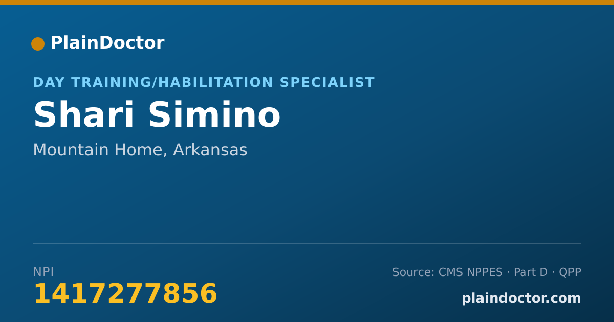 Shareable card for Shari Simino - Day Training/Habilitation Specialist, Mountain Home, AR