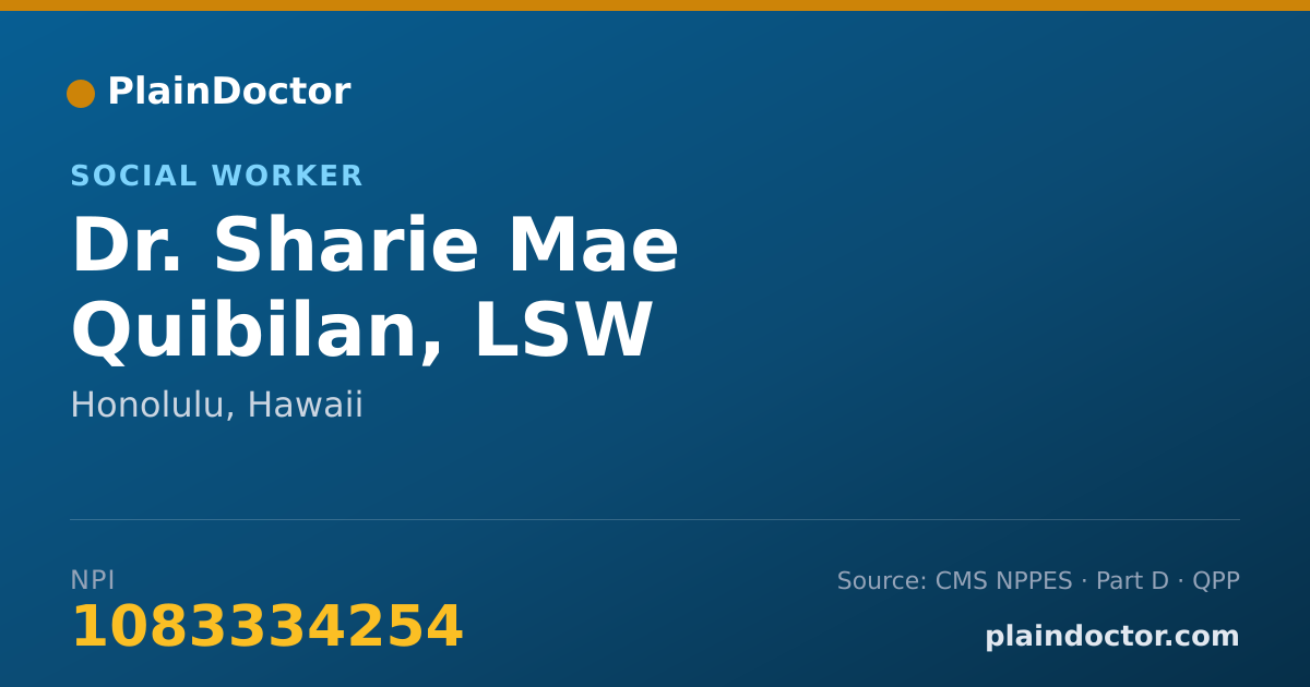 Shareable card for Sharie Mae Quibilan, LSW - Social Worker, Honolulu, HI