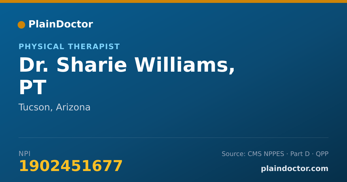 Shareable card for Sharie Williams, PT - Physical Therapist, Tucson, AZ