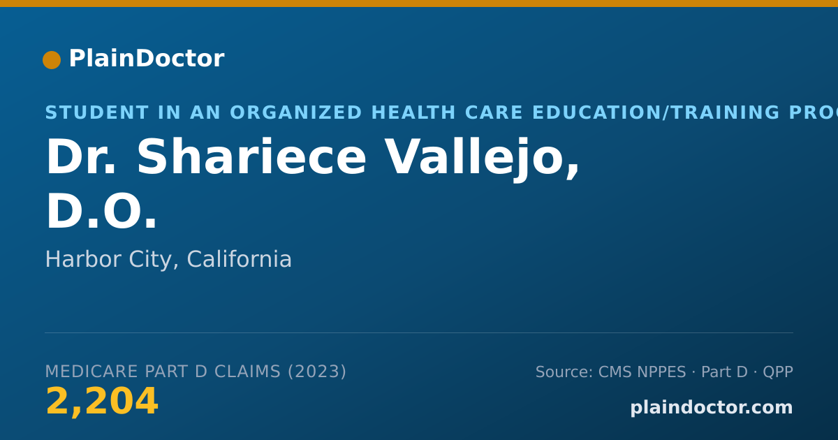 Shareable card for Shariece Vallejo, D.O. - Student in an Organized Health Care Education/Training Program, Harbor City, CA