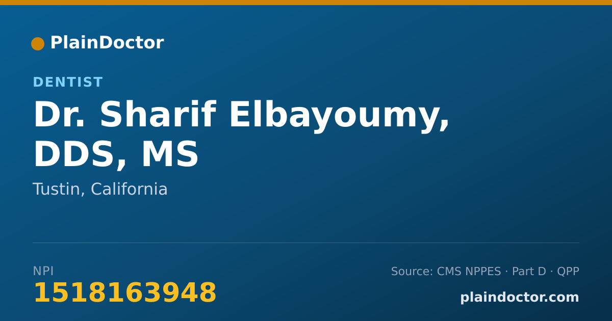 Shareable card for Sharif Elbayoumy, DDS, MS - Dentist, Tustin, CA