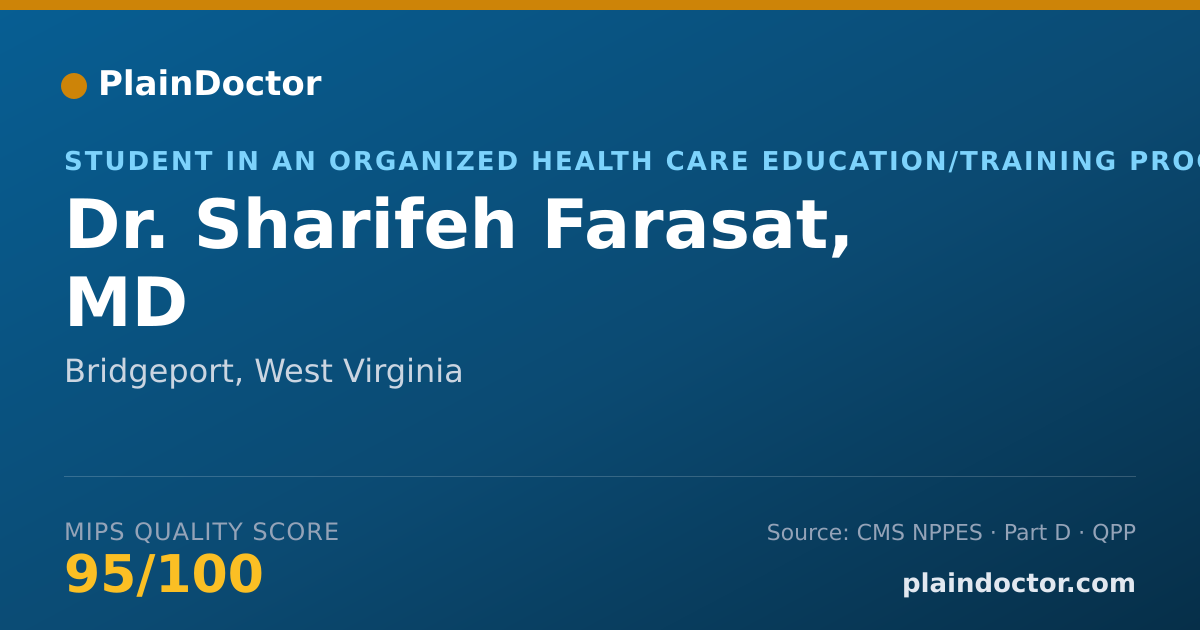 Shareable card for Sharifeh Farasat, MD - Student in an Organized Health Care Education/Training Program, Bridgeport, WV