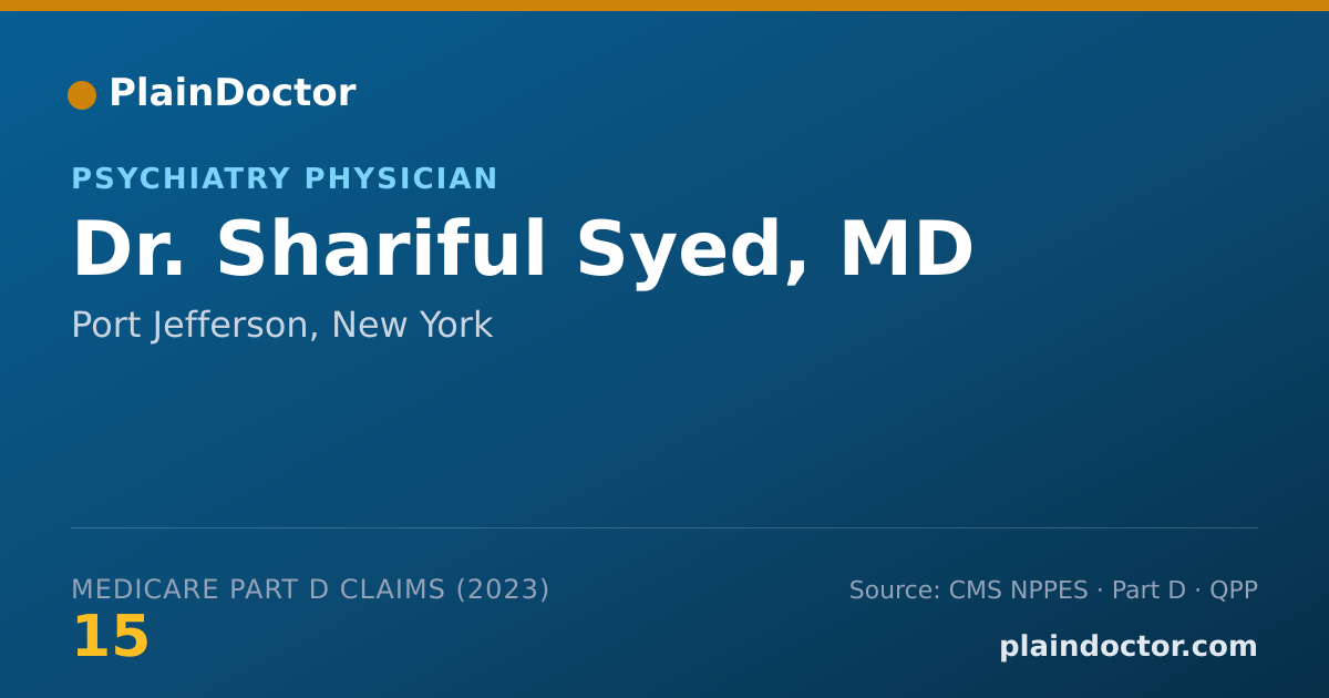 Shareable card for Shariful Syed, MD - Psychiatry Physician, Port Jefferson, NY